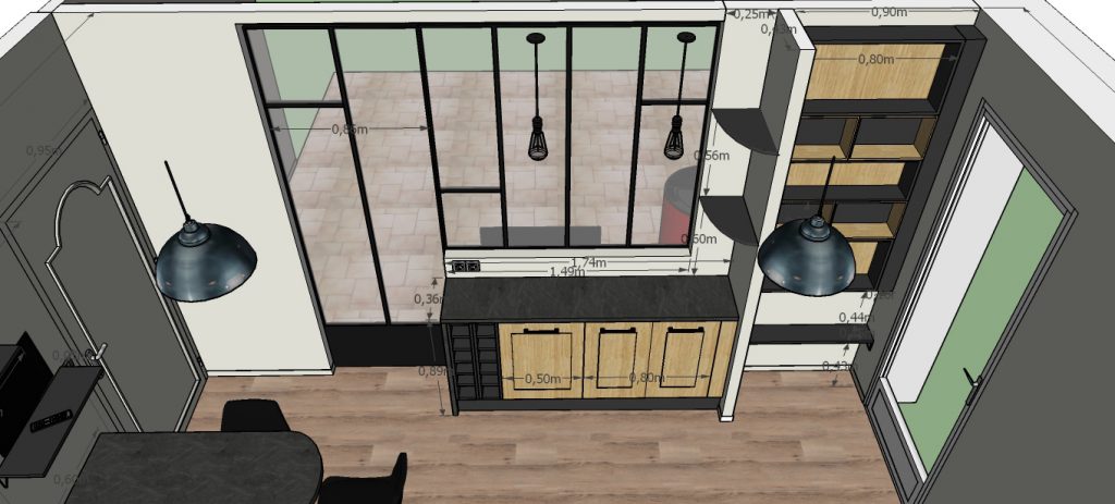 C'est un projet 3D d'une cuisine industrielle avec sa verrière